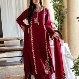 Lawn 3PC Embroidered Shirt with Cotton Net Viscose Embroidered Dupatta-5165