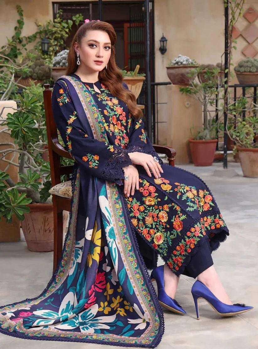 Lawn-3PC Embroidered Shirt with Digital Printed Jauqard Dupatta- 5131 - Image 2