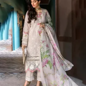 Lawn-3PC Chikankari Embroidered With Digital Printed Dupatta-5199