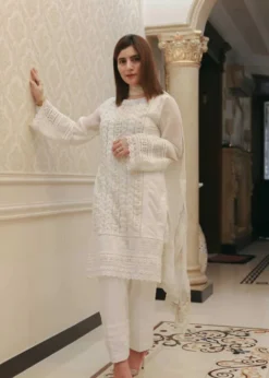 Lawn-3PC Embroidered Shirt with Chiffon Embroidered Dupatta-1079