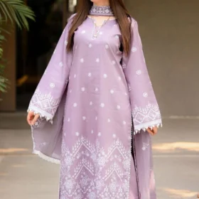 Lawn-3PC Embroidered Shirt with Chiffon Embroidered Dupatta-5136