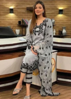 -50%   Lawn-3PC Embroidered Shirt with Chiffon Embroidered Dupatta -5138