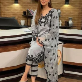 -50%   Lawn-3PC Embroidered Shirt with Chiffon Embroidered Dupatta -5138