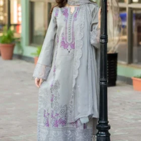 Lawn-3PC Embroidered Shirt with Chiffon Embroidered Dupatta-5155
