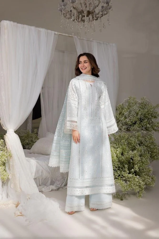 Lawn-3PC Embroidered Shirt with Digital Printed Chiffon Dupatta-5103 - Image 2