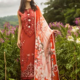 Lawn-3PC Embroidered Shirt with Digital Printed Jacquard Dupatta-1175