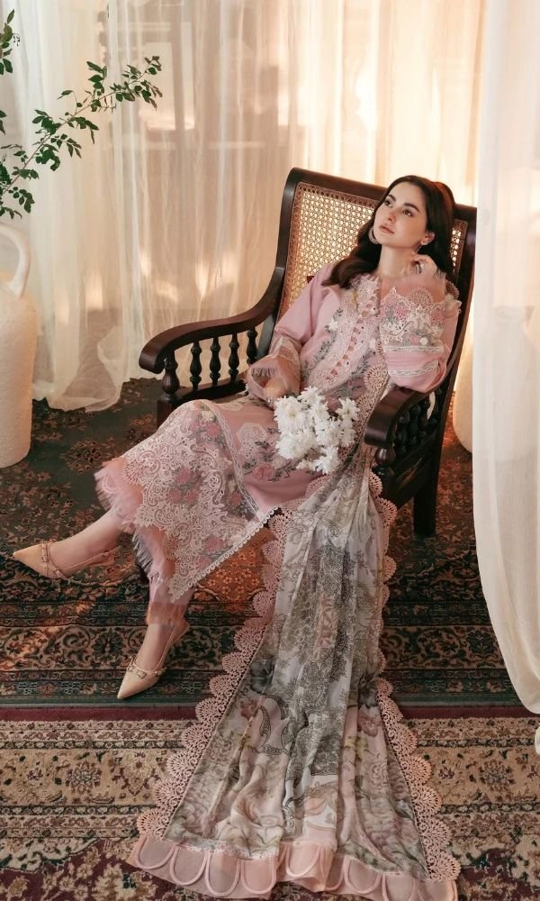 Lawn-3PC Embroidered Shirt with Digital Printed Jacquard Dupatta- 5036 - Image 2