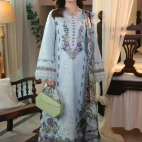 Lawn-3PC Embroidered Shirt with Digital Printed Jacquard Dupatta-5104