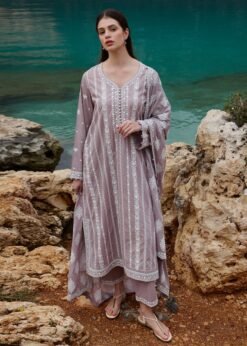 Lawn-3PC Embroidered Shirt with Organza Embroidered Dupatta-1370