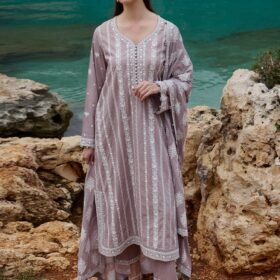 Lawn-3PC Embroidered Shirt with Organza Embroidered Dupatta-1370