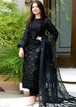 Lawn 3PC Embroidered Shirt with Organza Embroidered Dupatta- 5012