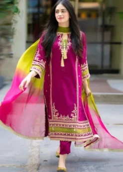 Lawn-3PC Embroidered With Chiffon Dye N Dye Dupatta-5023