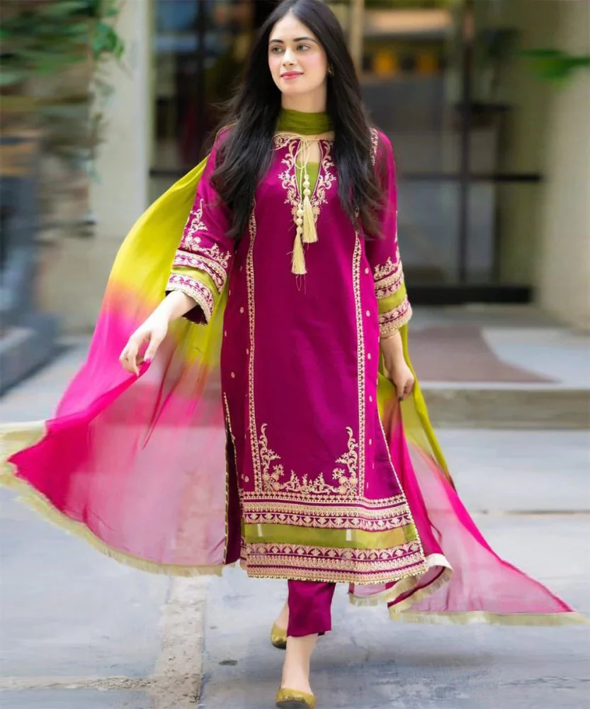 Lawn-3PC Embroidered With Chiffon Dye N Dye Dupatta-5023