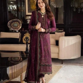 Lawn 3PC Embroidered With Chiffon Embroidered Dupatta- 5015