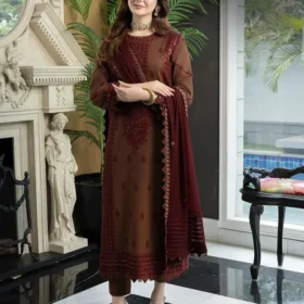Lawn 3PC Embroidered With Chiffon Embroidered Dupatta-5016