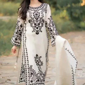 Lawn 3PC Embroidered With Chiffon Embroidered Dupatta-5019