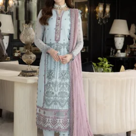 Lawn 3PC Embroidered With Chiffon Embroidered Dupatta-5156