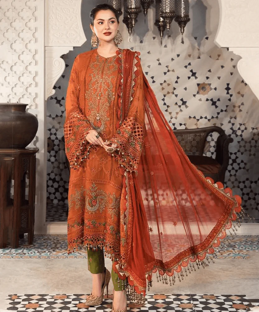 Lawn-3PC Embroidered With Chiffon Embroidered Dupatta-5181