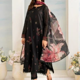 Lawn-3PC Embroidered with Digital Printed Jacquard Dupatta-5074
