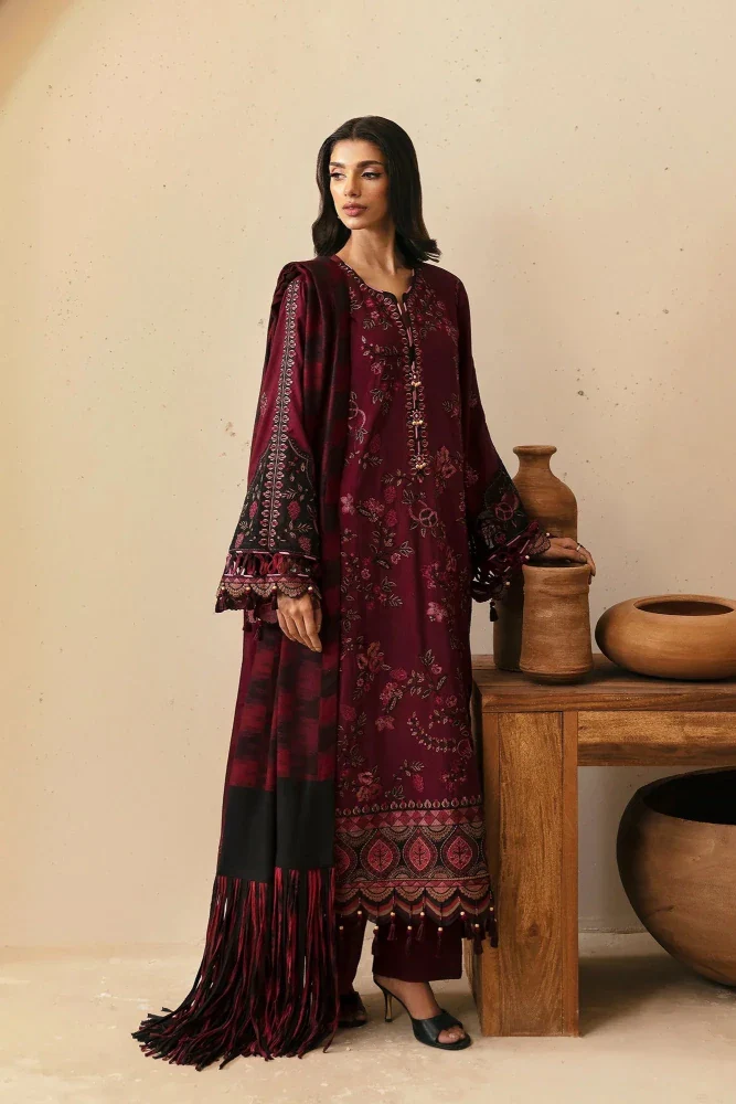 Lawn 3PC Embroidered with Digital Printed Jacquard Dupatta-5149 - Image 3