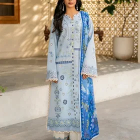 Lawn-3PC Embroidered with Digital Printed Jacquard Dupatta-5200