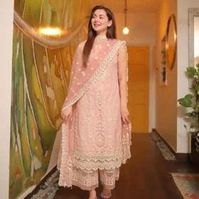 Lawn 3PC Embroidered With Organza Embroidered Dupatta-1049