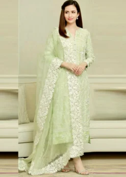 Lawn 3PC Embroidered with Organza Embroidered Dupatta-5183