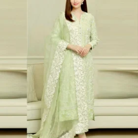 Lawn 3PC Embroidered with Organza Embroidered Dupatta-5183